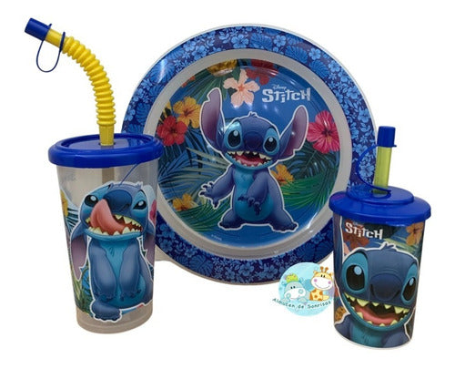 Bel Gioco Combo Set Plato Playo + Vaso Sport + Vaso T/ Chico Stitch 0