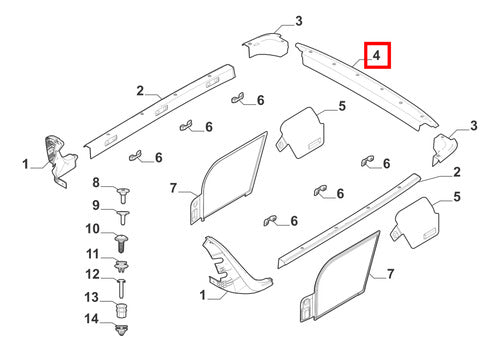 Moldura Friso Superior Tampa Traseira Strada Fiat 100279013 2