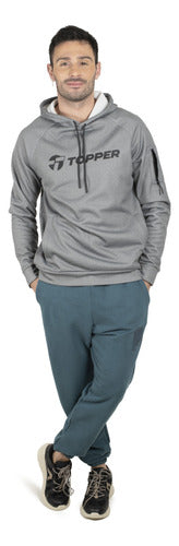 Topper Buzo Poly Fleece Hombre Training Gris Melange 4