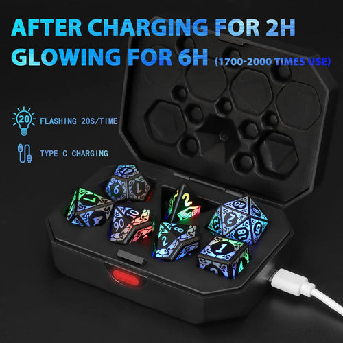 Dados Eléctricos De 7 Piezas Con Luces Led De 3 Colores 1