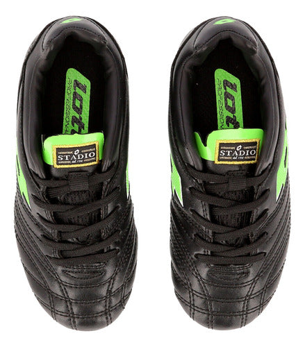 Lotto Football Boots Stadio FG Kids in Black and Green 3