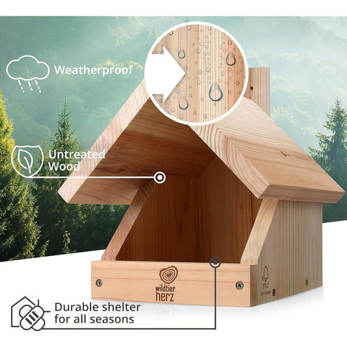 Wildtier Herz Solid Wood Blackbird Nest Box - Weather Resistant 1