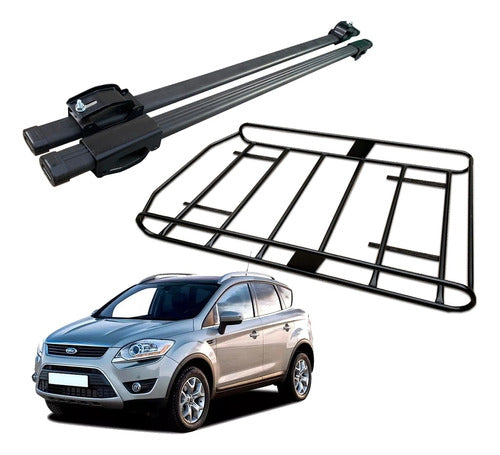 LC DISTRIBUIDORA Ford Kuga Old Model Roof Rack with Bars + DK Grill 0