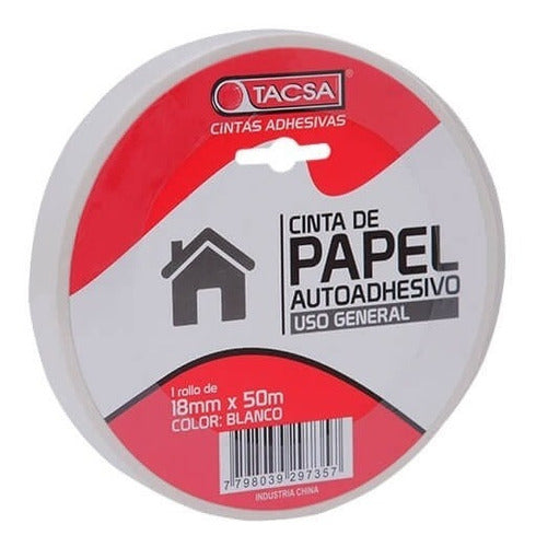 Tacsa White Paper Tape 18mm X 50mts 0