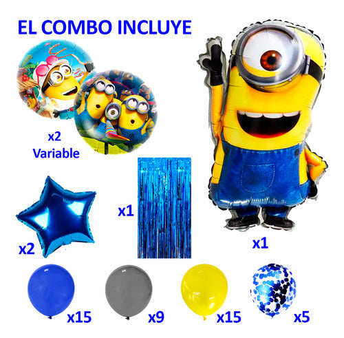 Universia3 Cotillon 50 Art Globos Minion Villano Favorito Kevin Stuart Bob Gru 2