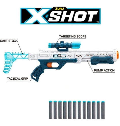 X-SHOT Hawk Eye Dart Launcher Rifle Shotgun 16 Darts 5