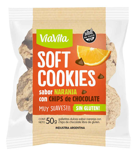 Viavita Pack X 3 Soft Cookies Naranja Con Chip De Chocolate X 50 Gr 0