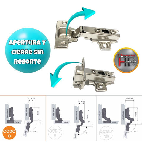 BRZ Bisagra Cazoleta Sin Resorte 35mm Codo 0 Puerta Mueble X50 1