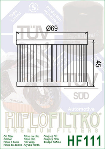 Filtro Aceite Honda Cb 250 Cbr 250 Japan Hiflo Hf111 Ryd 1