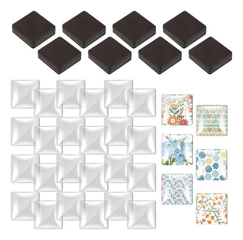 HERMES SHOP Magnets De Craft Con Vidrio Transparente, 3 Cm, 72 Piezas 0