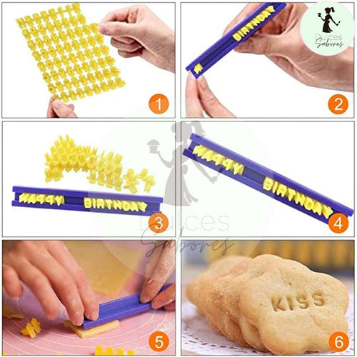 Dulces Sabores Sello Letras Abecedario Para Galletitas Fondant Porcelana 5