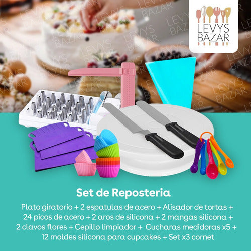 Set De Repostería Plato Giratorio Kit Pasteleria Manga Picos 1