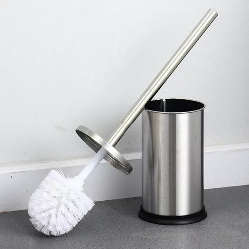 Chromed Toilet Brush Brush - Long Handle Plastic Bristles 1