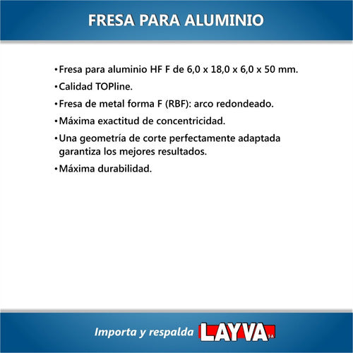 791450 Fresa P/aluminio 6x18x6x50 Rhodius Alemania Layva 1