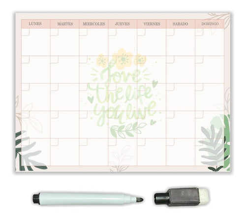 Planner Mensual Pizarra - Love The Life Magnetized Calendar A4 0