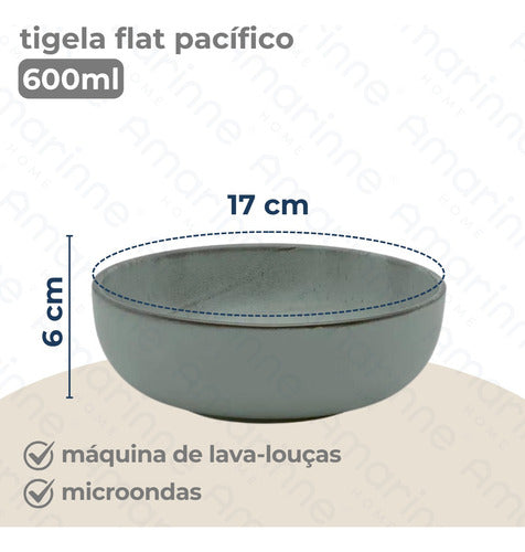 Tigela Cumbuca Bowl Cerâmica Flat Pacífico 600ml Oxford 1