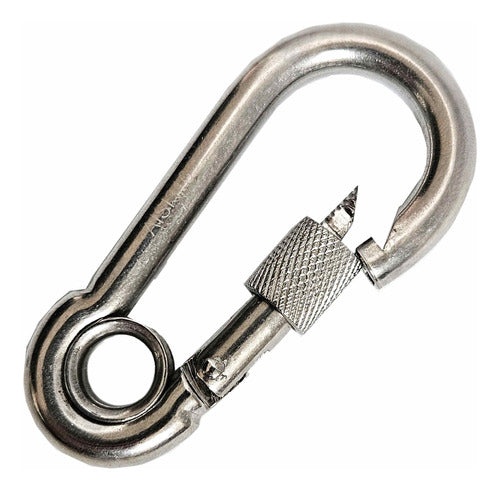 Five Oceans Stainless Steel Carabiner with Screw Lock 8mm x 80mm 1