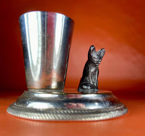 Simpático Palillero De Mesa | Gato | Metal Plateado 4