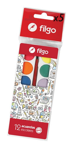 Filgo Watercolors 12 Colors with Brush - 5 Units 0