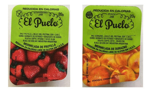 El Puelo Light Strawberry Peach Individual Jam - Low Calorie 0