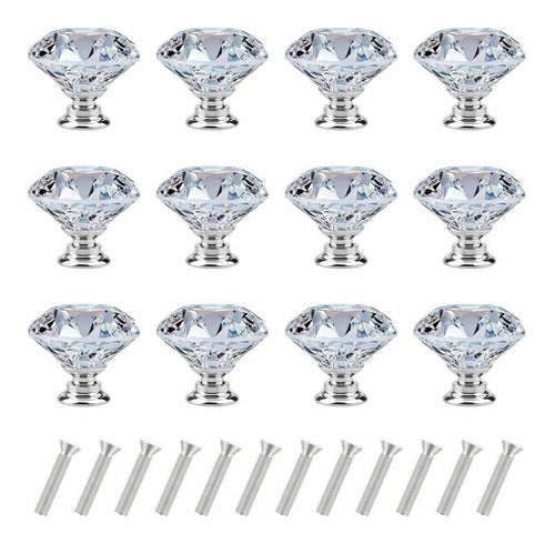 86GLGDDB 12 Crystal Drawer Knobs - Diamond Shape Drawer Handles 1