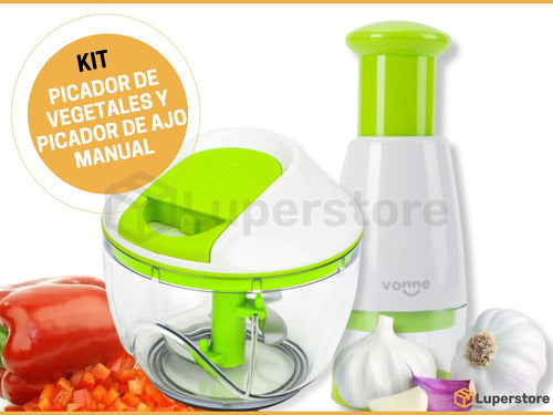 Promo Kit Picador De Vegetales Con Picador De Ajo Manual 1