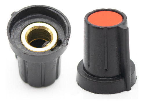4 Red Knob Potentiometer 17mm X 19mm Bronze Bushing 0