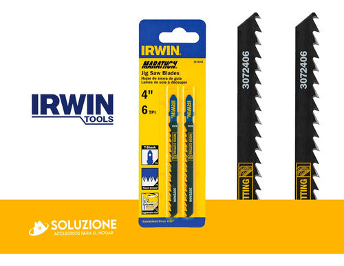 Irwin Set of 2 Jigsaw Blades 4" 6TPI 3072406 5