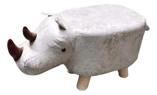 Carmel Importaciones Rhinoceros-Shaped Children's Stool with Wooden Legs 0