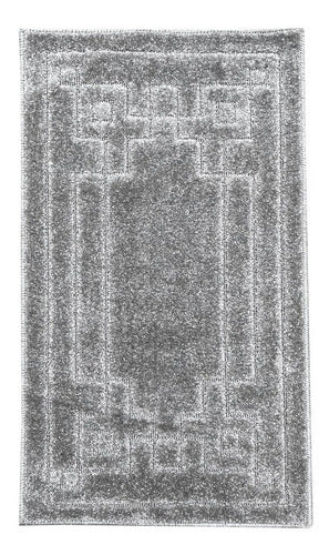 Modern Textured Gray Rug with Greek Border 50x100cm by Kreatex 1