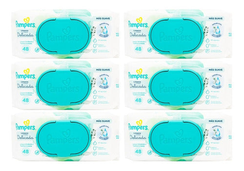 Pampers Kit X6 Toallitas Húmedas Limpieza Delicada Bebés 6c 0