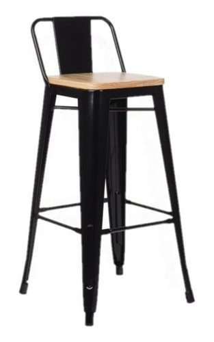 Emuebles Industrial Tolix Stool with Imported Wooden Seat 1