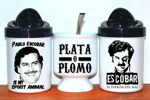 Set: Yerbera + Mate + Azucarera - Pablo Escobar 4