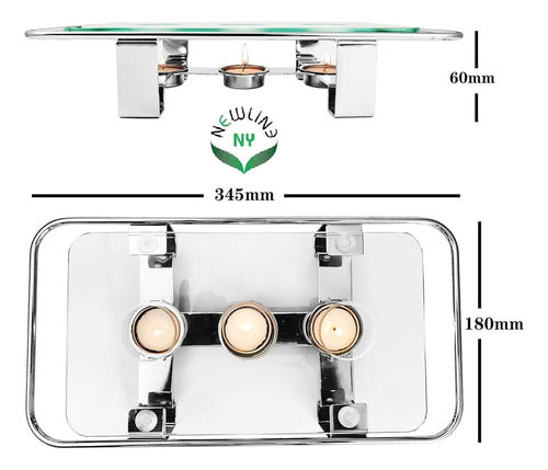 NewlineNY Calentador De Platos De Vidrio Cromado, Vela Votiv 1