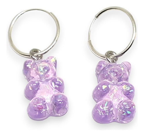 ByMariana 925 Silver Earrings Cute Yummi Bear Violet 0