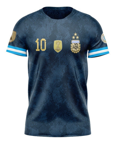 Argentina Champion 2022 AFA 3 Stars Messi Blue T-Shirt 0