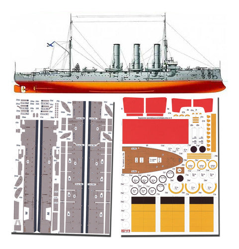 Crucero Ruso Aurora 1.200 Papercraft 0