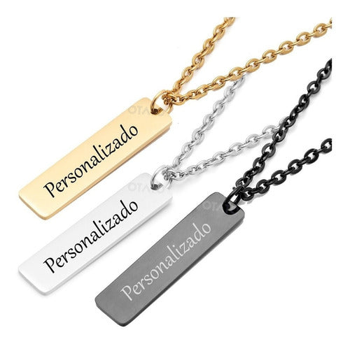 Personalized Engraved Surgical Steel Men's Pendant Necklace 0