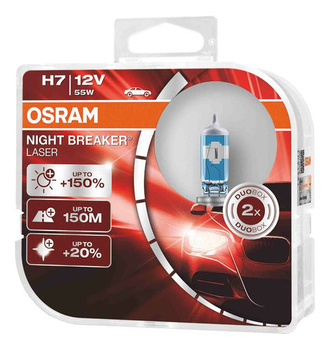 Osram Lampara H7 Night Breaker Laser 150% + Luz (par) 0