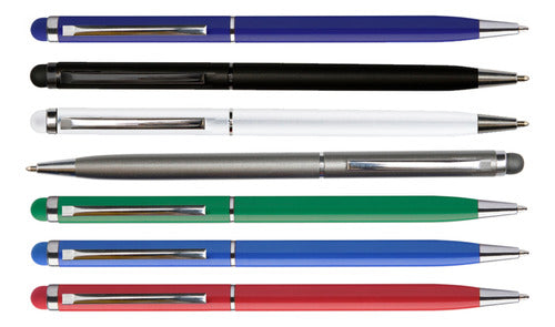 10 Metallic Slim Touch Pens with Engraving 0