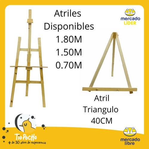 Tio Pocho Atril Madera Pizarra 3 En 1 Infantil Niños 70cm Regulable 6