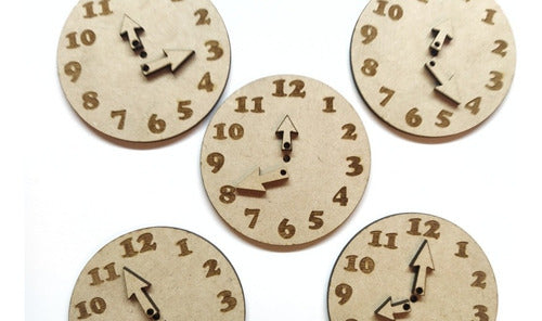 Fibrofacil MDF 5 Clocks 8cm Diameter with Hands 4