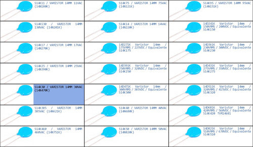 Abebashop Pack of 70x S14K30 Varistor 14mm 30VAC (14N470K) 1