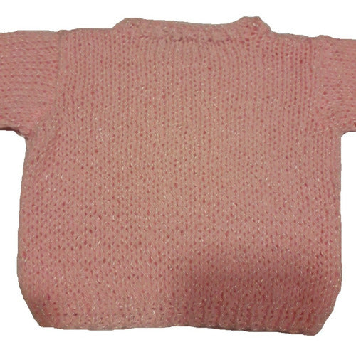 Generic Hand-Knit Baby Sweater in Pink with Bubbles and Buttons T0 Liquidation 0