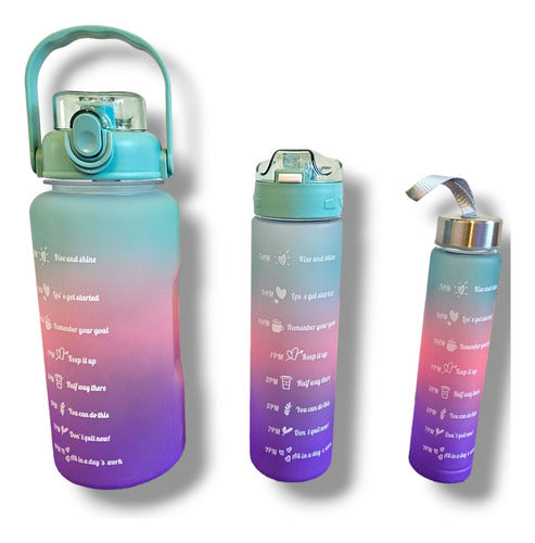 Set of 3 Motivational Sports Water Bottles with Time Tracker 19