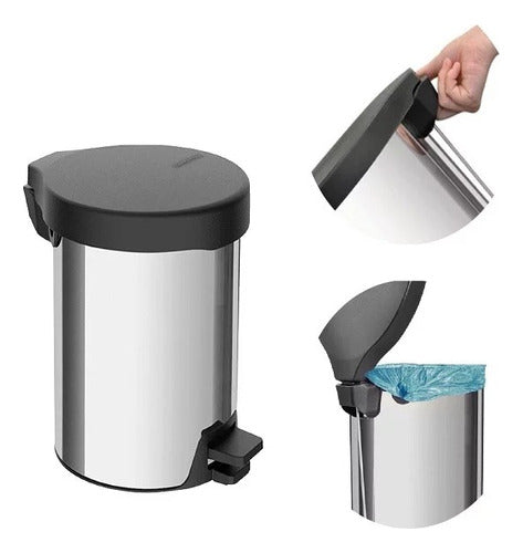 Tramontina Stainless Steel Trash Can with Pedal New 12 Liters 2