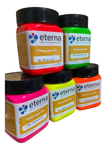 Eterna Fluorescent Fabric Paint 250ml x 5 Colors 0