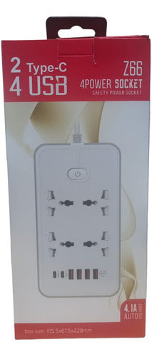 YYDSMART Zapatilla Eléctrica 4.1A 2MT 4 Tomas 4 USB 2 Tipo C 0