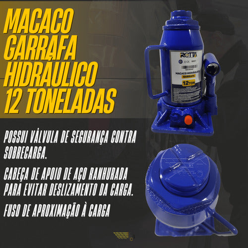 Macaco Hidráulico Garrafa 12 Ton Maleta Kit 2 1