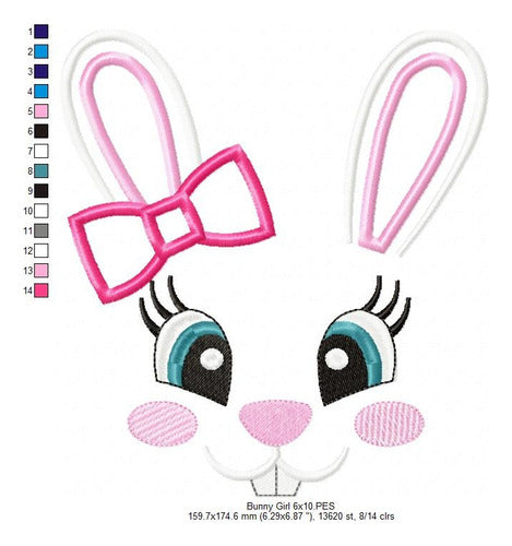 Easter Bunny Girl Face Embroidery Machine Design 688 3